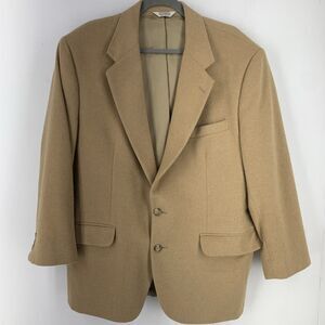 Vtg Dawahares Mens 46R Camel Hair Sport Coat Blazer USA Preppy Business Casual